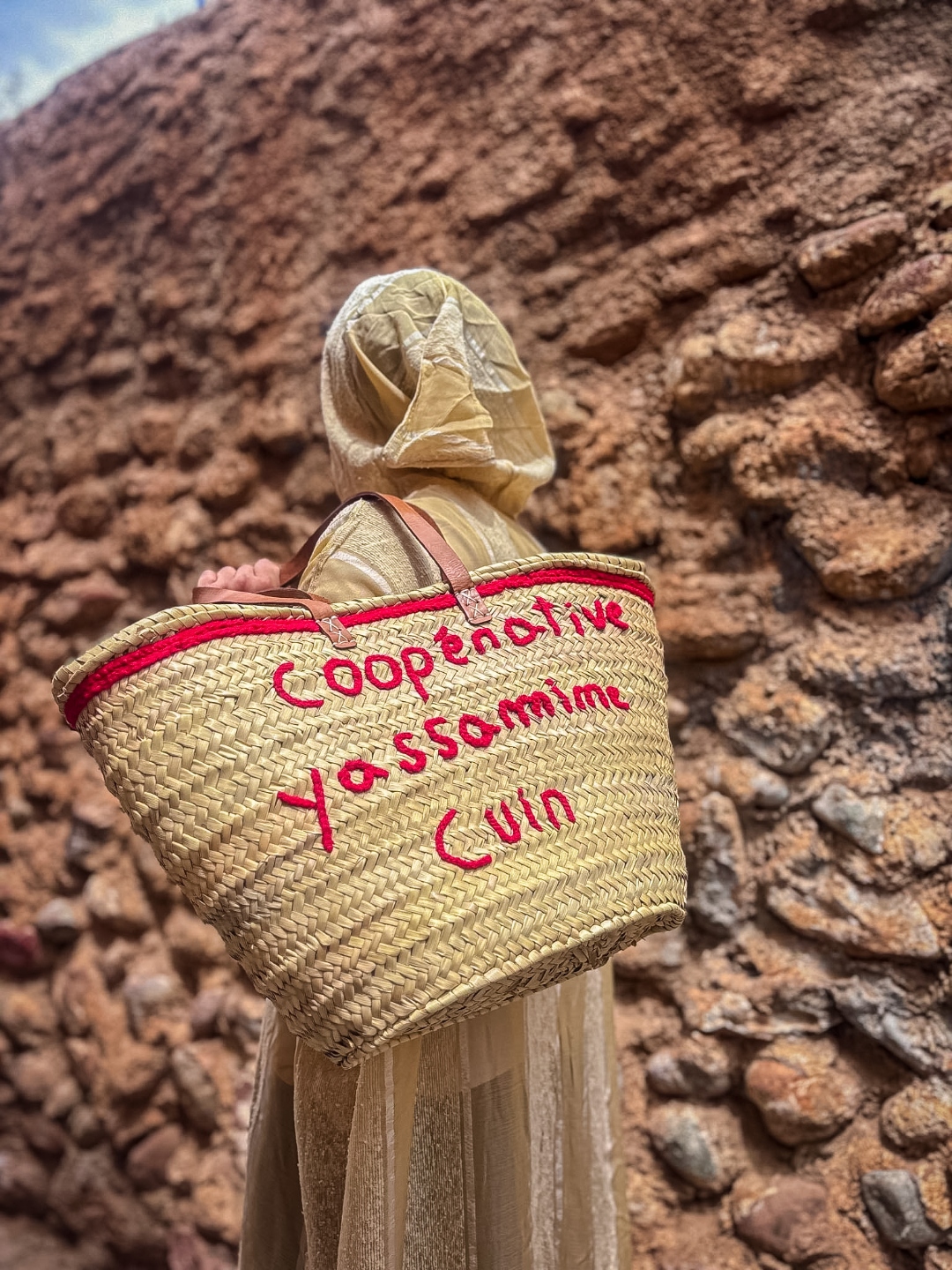 Panier Brodé Yassamine Cuir